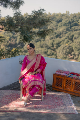 Deep Pink Embroidery Shirt with JM Salwar