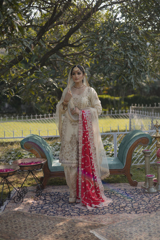 Ivory Embroidered Shirt with JM Salwar Set