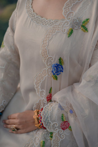 Ivory Embroidered Shirt with JM Salwar Set