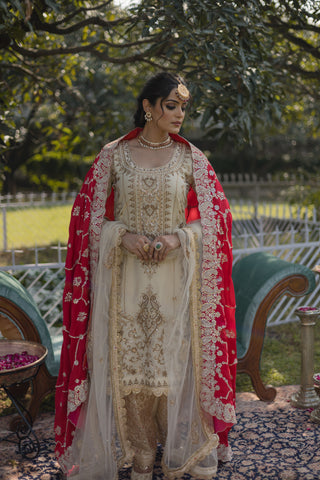 Ivory Embroidered Shirt with JM Salwar Set