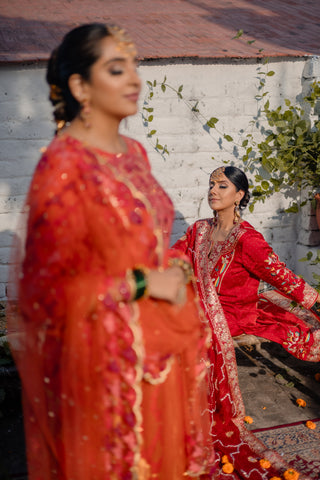Berry Red Embroidered Shirt with Palazzo Pants