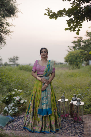 Moss Green Embroidered Lehenga Set