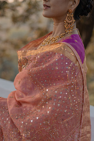 Raspberry Rose Embroidered Shirt with JM Salwar