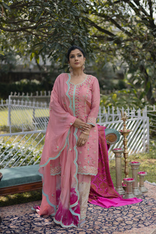 Candy Pink Embroidered Shirt with JM Salwar Set