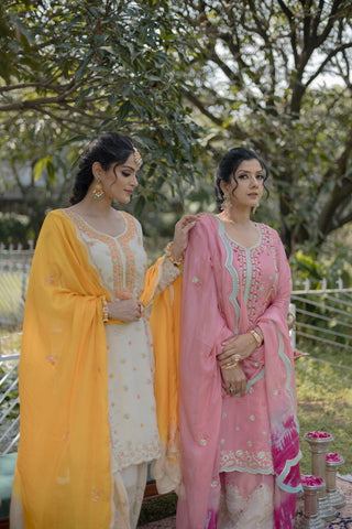 Candy Pink Embroidered Shirt with JM Salwar Set