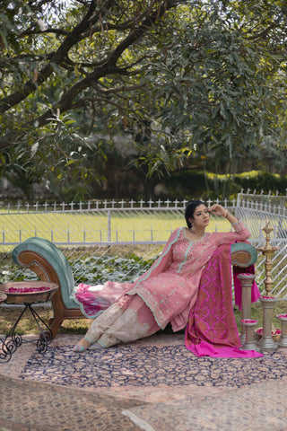 Candy Pink Embroidered Shirt with JM Salwar Set