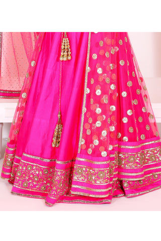 Fuschia pink Embroidered  kaalidar Set