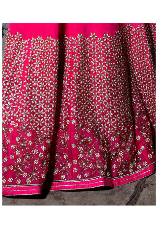 Scarlet Pink Embroidered Kaalidar Set