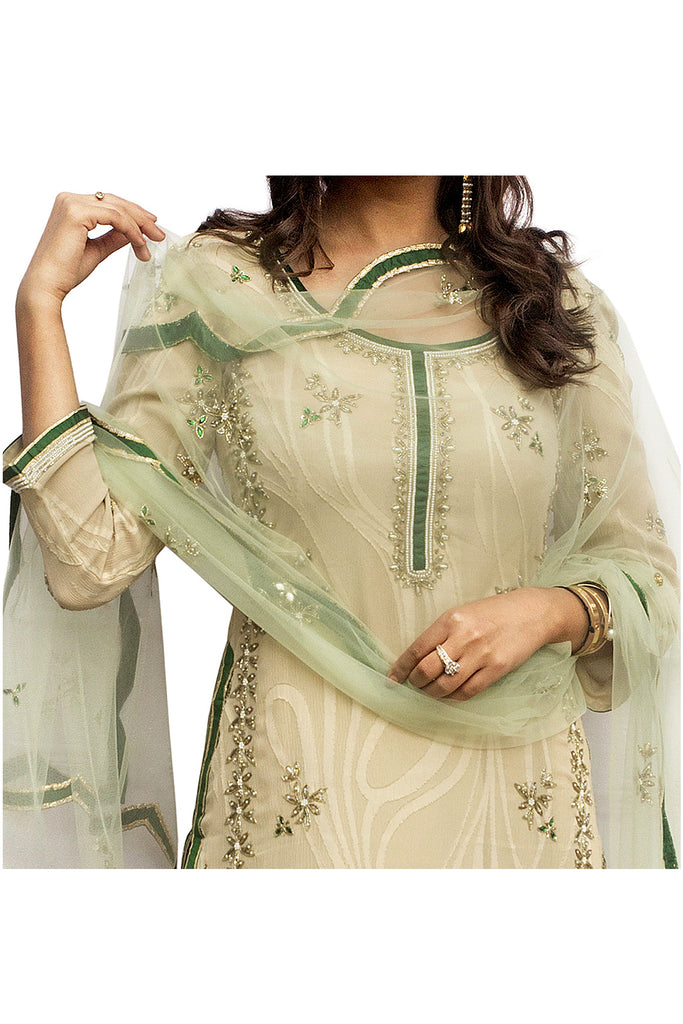 Sand Shell & Emerald Suit With Ghagraa Set