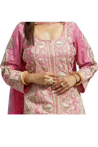 Camellia Rose Embroidered Jacket Suit With Ghagraa Set