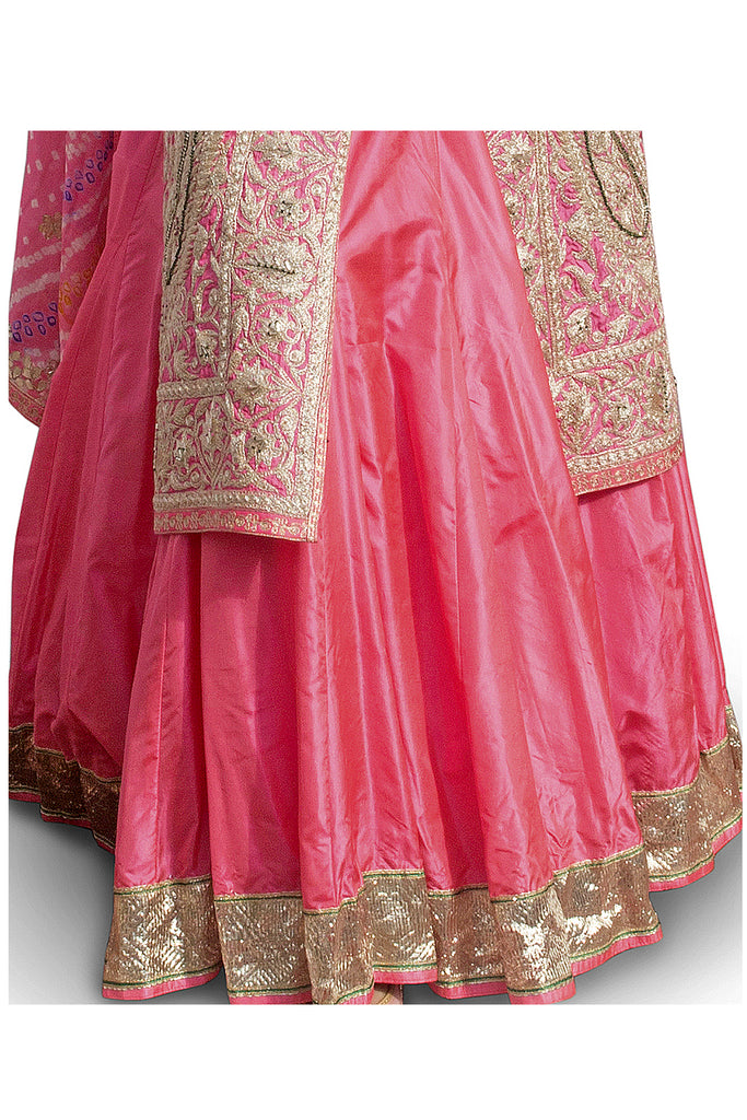 Camellia Rose Embroidered Jacket Suit With Ghagraa Set