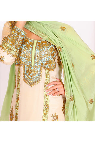 Ivory Embroidered Suit With Sharrara Set