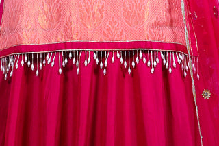 Raspberry Radiance Embroidered Shirt With Ghagra Set