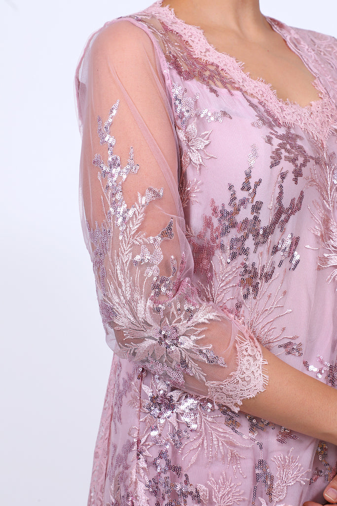 Chalk Pink Embroidered Shirt With Straight JM Salwar Set