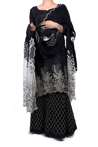 After Dark Embroidered Shirt With Gharara Set
