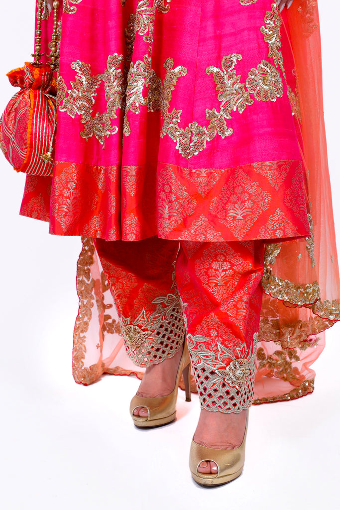 Paradise Pink Embroidered Shirt With Straight JM Salwar Set