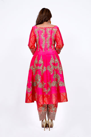 Paradise Pink Embroidered Shirt With Straight JM Salwar Set