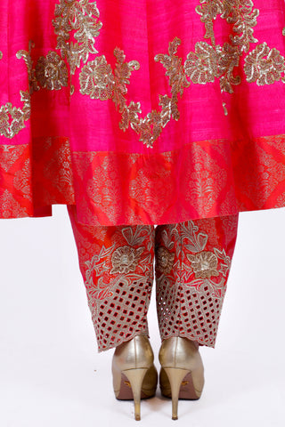 Paradise Pink Embroidered Shirt With Straight JM Salwar Set