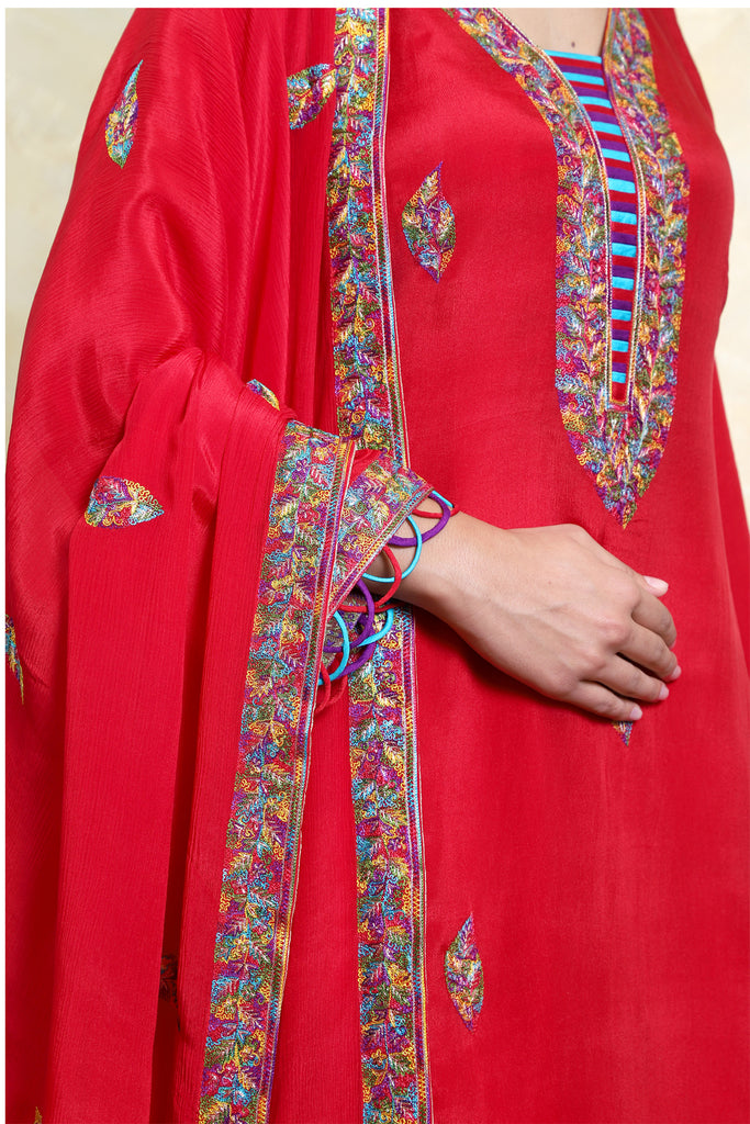Lava Red Embroidered Shirt With JM Salwar Set