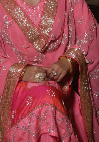 Prism Pink Embroidered Suit With Ghagraa Set