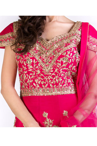 Fuchsia Embroidered Kaalidar Set