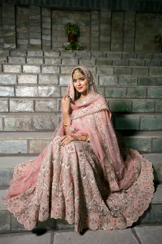 Blush Pink Embroidered Lehenga Set