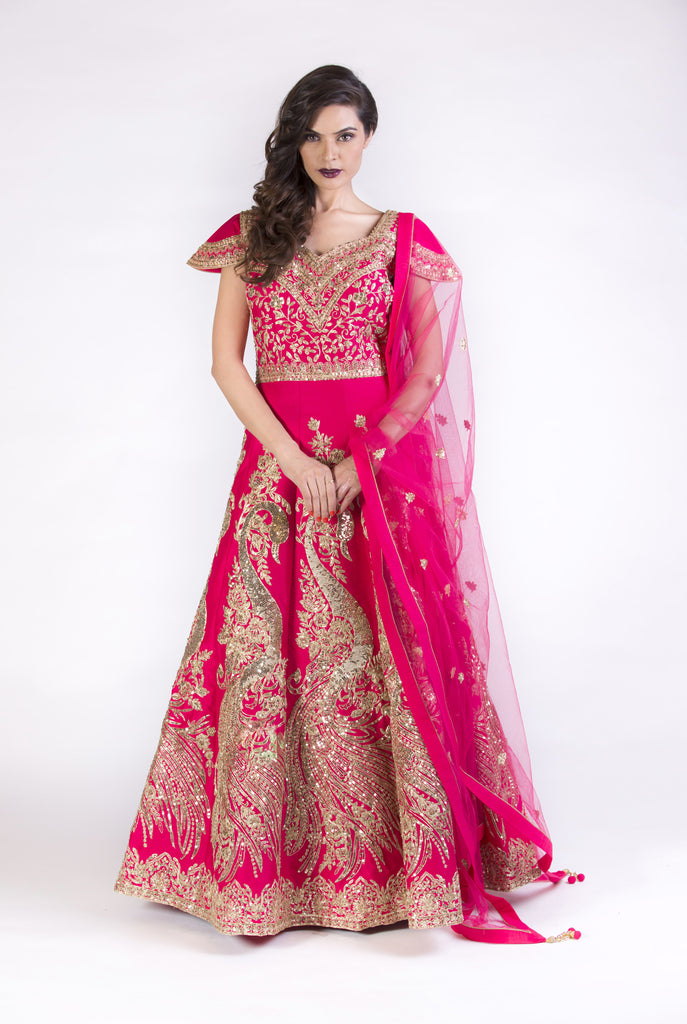Fuchsia Embroidered Kaalidar Set